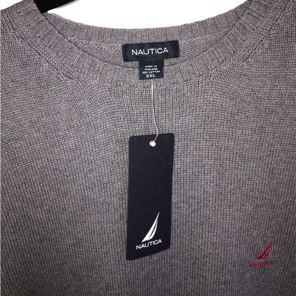 NWT NAUTICA Sweater Men's Size XXL Grey Heather Cotton Pullover Crewneck - Picture 5 of 9